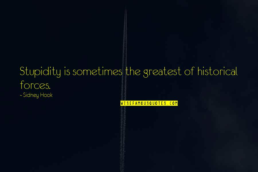 Sidney Hook Quotes By Sidney Hook: Stupidity is sometimes the greatest of historical forces.