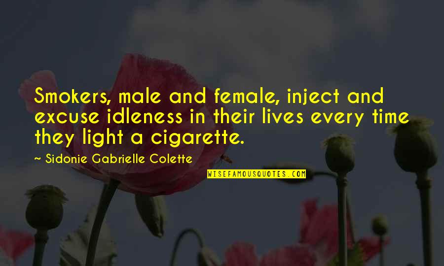 Sidonie Quotes By Sidonie Gabrielle Colette: Smokers, male and female, inject and excuse idleness