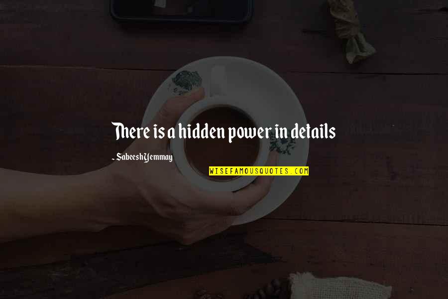 Sieger 2 Quotes By Sabeesh Yemmay: There is a hidden power in details