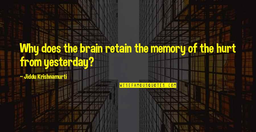 Siehst Aus Quotes By Jiddu Krishnamurti: Why does the brain retain the memory of Siehst Aus Quotes By Jiddu Krishnamurti: Why does the brain retain the memory of