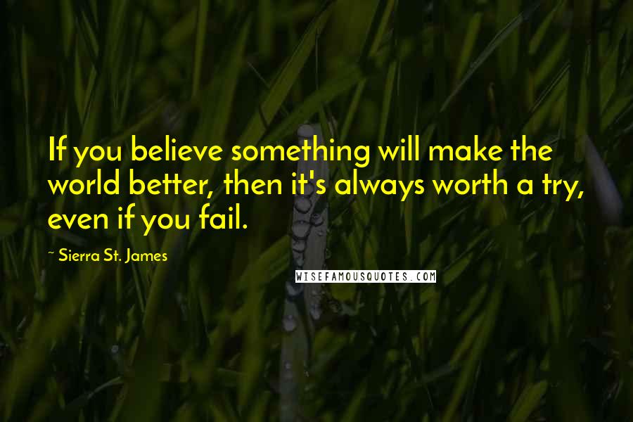 Sierra St. James quotes: If you believe something will make the world better, then it's always worth a try, even if you fail.