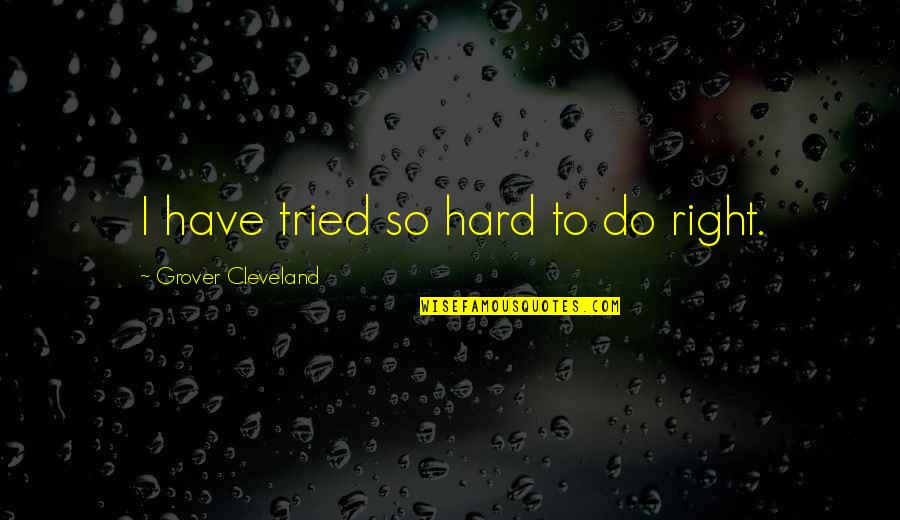 Siggins Quarter Quotes By Grover Cleveland: I have tried so hard to do right. Siggins Quarter Quotes By Grover Cleveland: I have tried so hard to do right.
