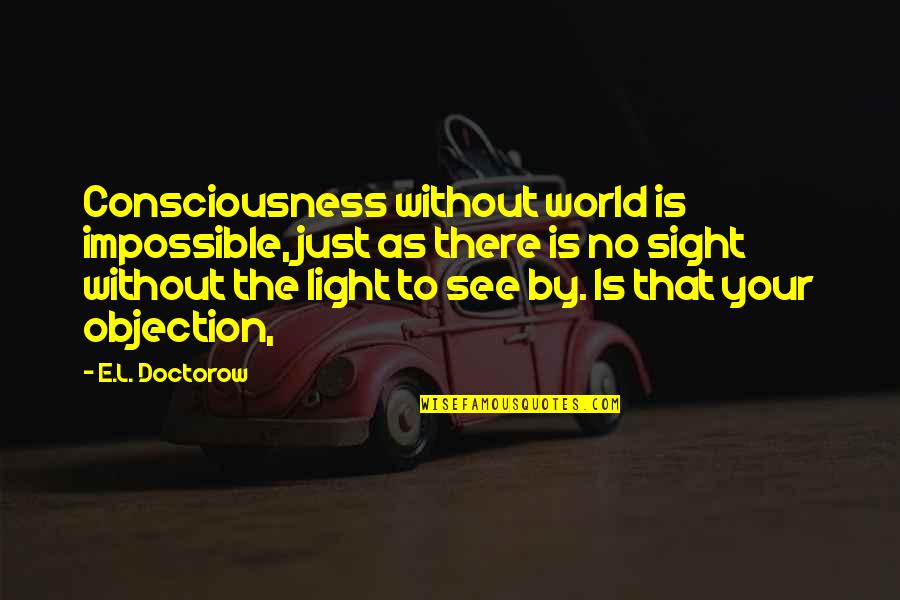 Sight See Quotes By E.L. Doctorow: Consciousness without world is impossible, just as there