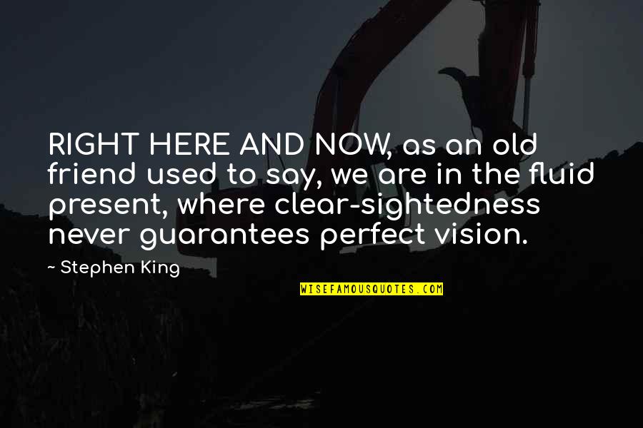 Sightedness Quotes By Stephen King: RIGHT HERE AND NOW, as an old friend