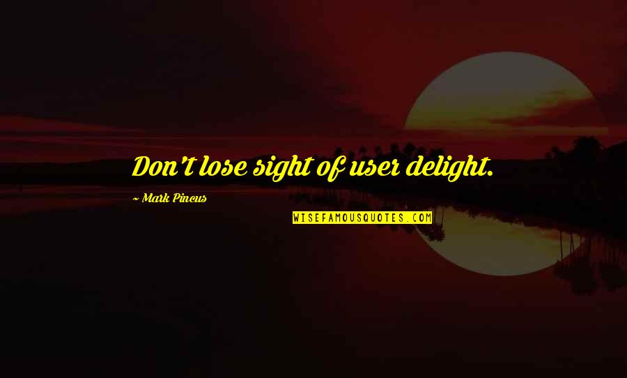 Sight'some Quotes By Mark Pincus: Don't lose sight of user delight.