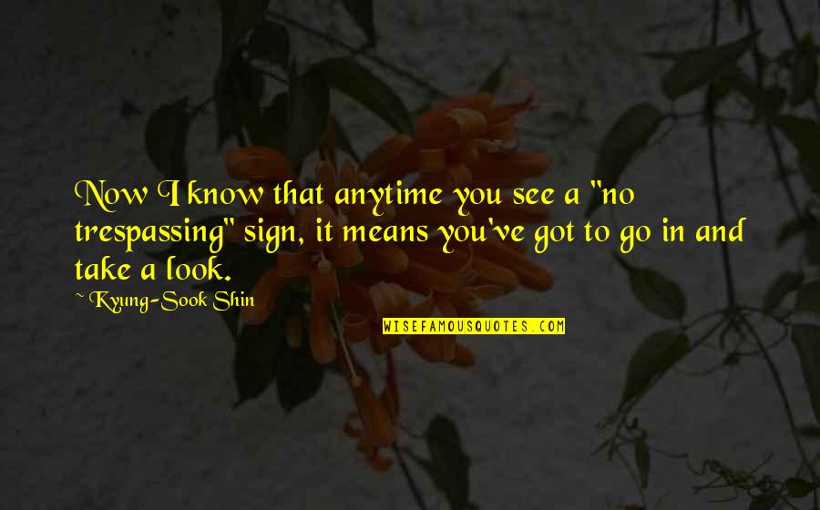 Sign And Quotes By Kyung-Sook Shin: Now I know that anytime you see a