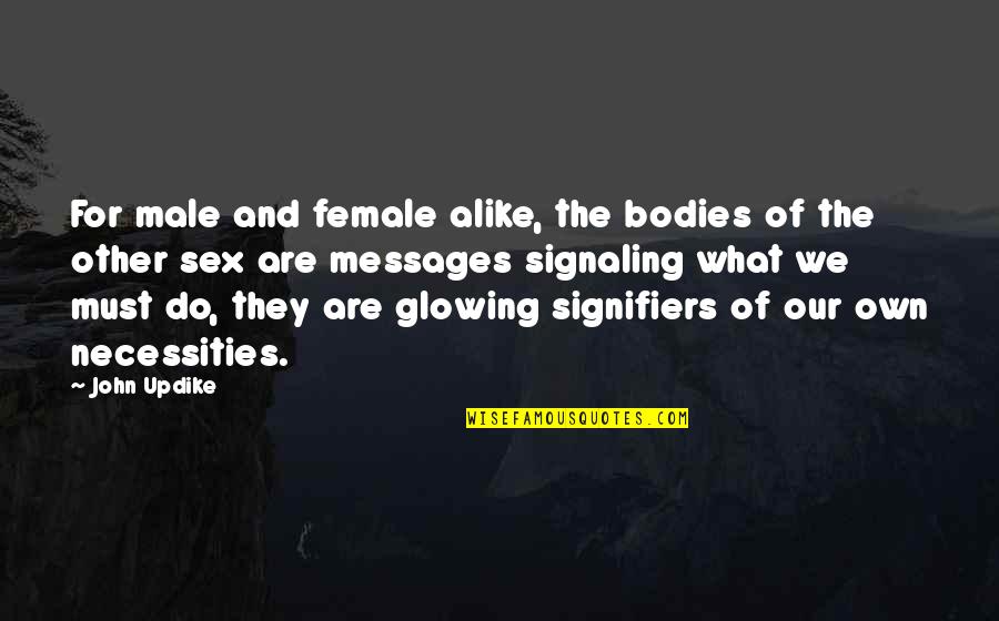 Signaling Quotes By John Updike: For male and female alike, the bodies of