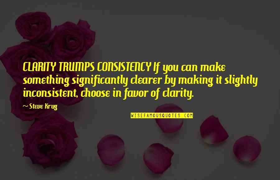 Significantly Quotes By Steve Krug: CLARITY TRUMPS CONSISTENCY If you can make something
