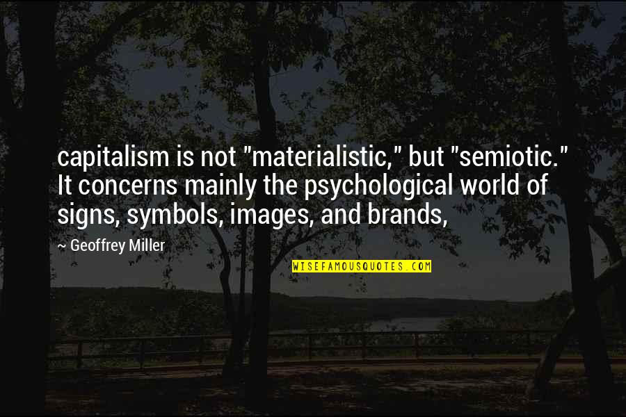 Signs And Quotes By Geoffrey Miller: capitalism is not "materialistic," but "semiotic." It concerns