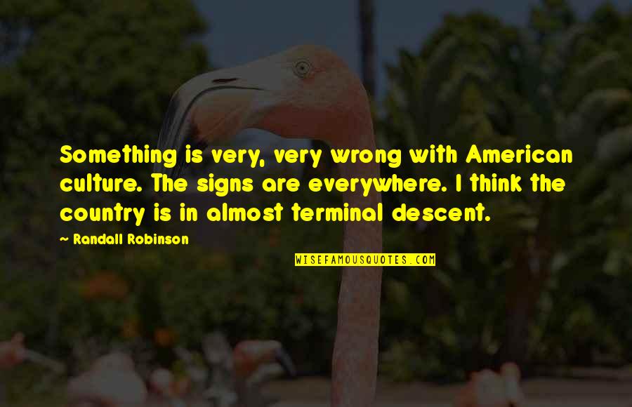 Signs With Quotes By Randall Robinson: Something is very, very wrong with American culture.