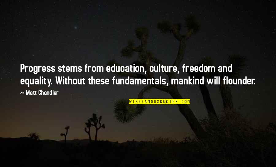 Siiaa Quotes By Matt Chandler: Progress stems from education, culture, freedom and equality.