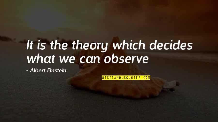 Sikkelkruidstraat Quotes By Albert Einstein: It is the theory which decides what we