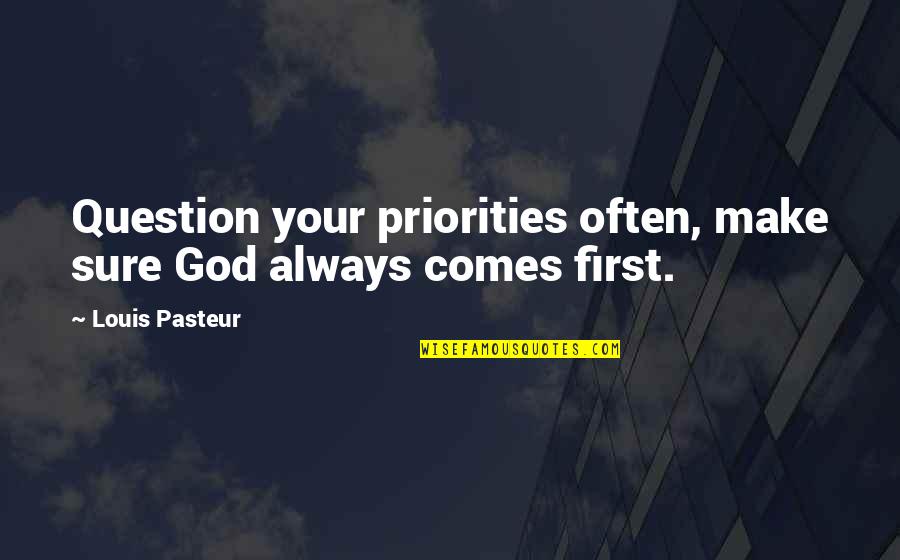 Sikkink Justice Quotes By Louis Pasteur: Question your priorities often, make sure God always