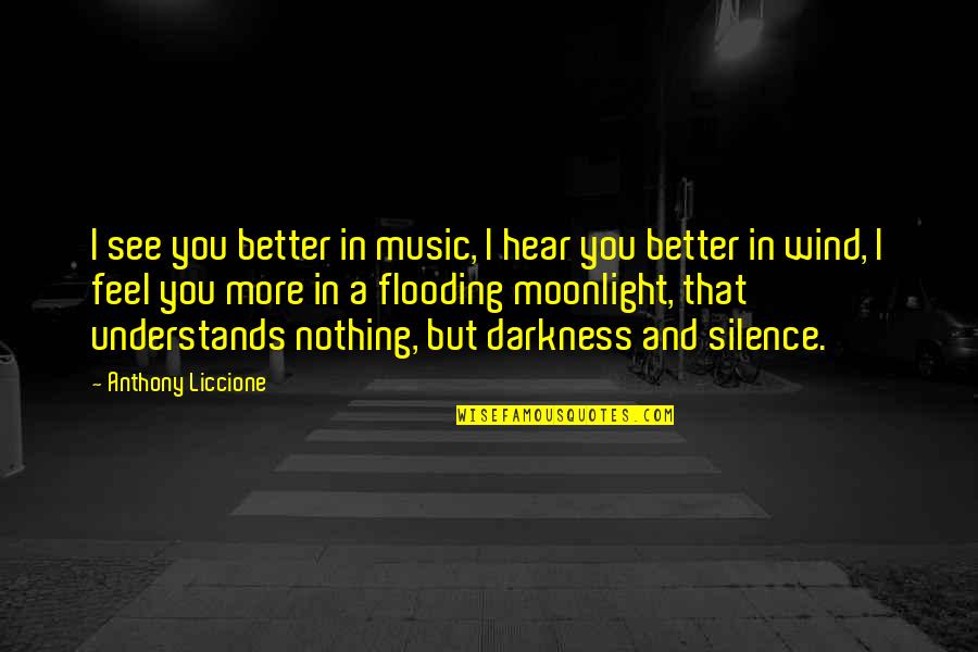 Silence And Music Quotes By Anthony Liccione: I see you better in music, I hear