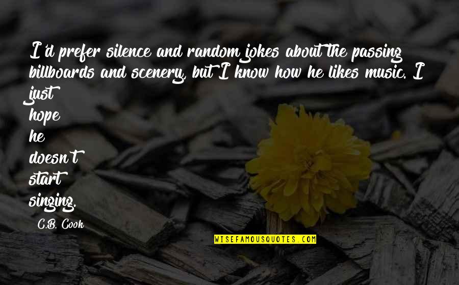 Silence And Music Quotes By C.B. Cook: I'd prefer silence and random jokes about the Silence And Music Quotes By C.B. Cook: I'd prefer silence and random jokes about the
