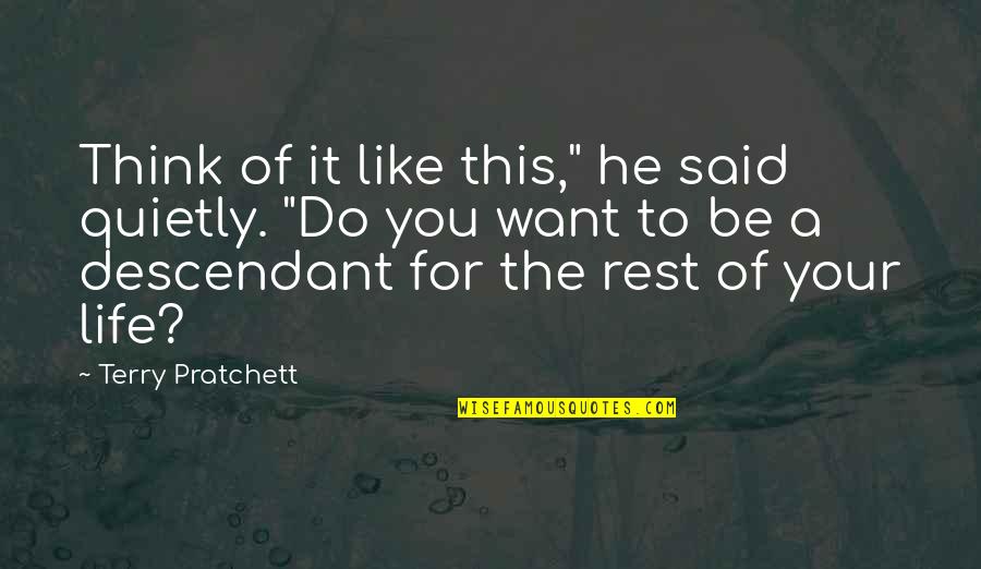 Silence From The Book Night Quotes By Terry Pratchett: Think of it like this," he said quietly. Silence From The Book Night Quotes By Terry Pratchett: Think of it like this," he said quietly.