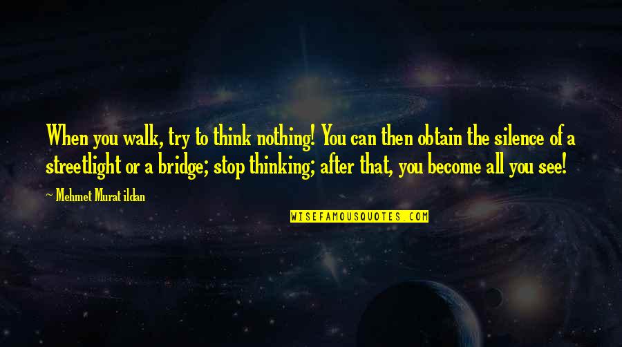 Silence Thinking Quotes By Mehmet Murat Ildan: When you walk, try to think nothing! You Silence Thinking Quotes By Mehmet Murat Ildan: When you walk, try to think nothing! You