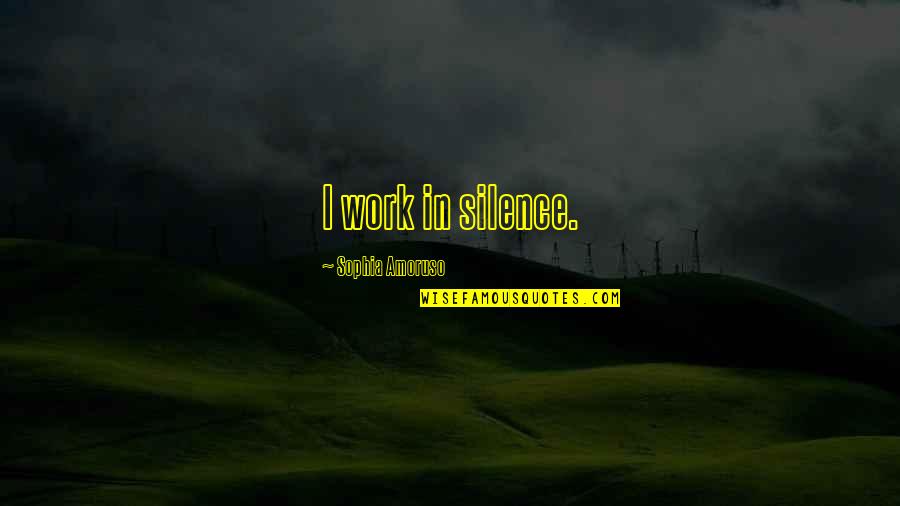 Silence Work Quotes By Sophia Amoruso: I work in silence. Silence Work Quotes By Sophia Amoruso: I work in silence.