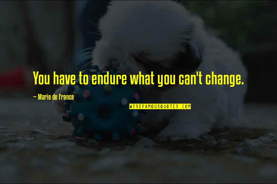 Silencieux Restaurant Quotes By Marie De France: You have to endure what you can't change.