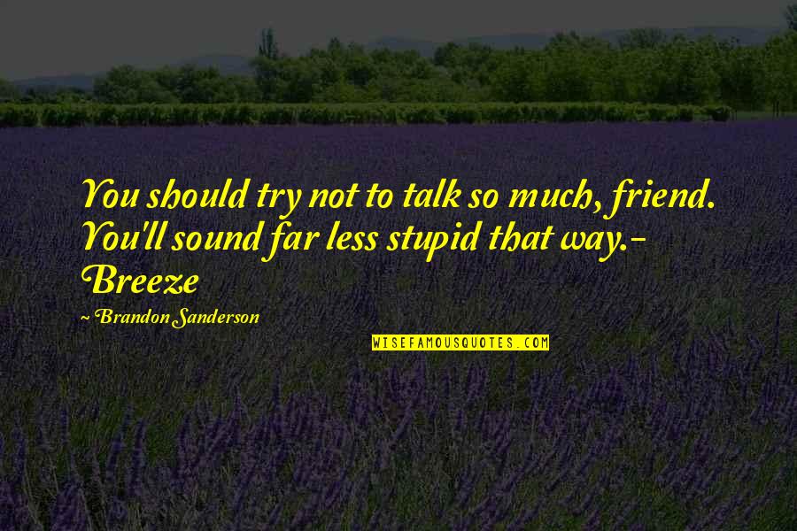 Silent Best Way Quotes By Brandon Sanderson: You should try not to talk so much, Silent Best Way Quotes By Brandon Sanderson: You should try not to talk so much,