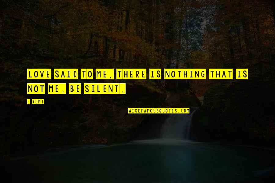 Silent Love Quotes By Rumi: Love said to me, there is nothing that