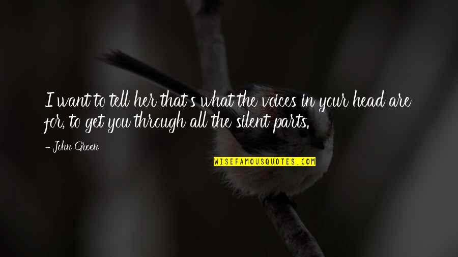 Silent Quotes By John Green: I want to tell her that's what the