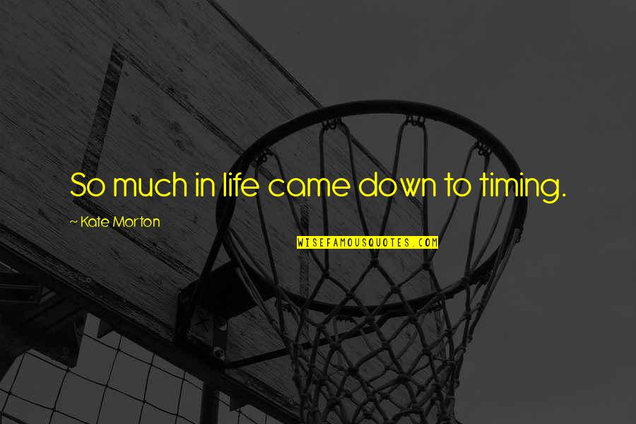 Siliana Durso Quotes By Kate Morton: So much in life came down to timing. Siliana Durso Quotes By Kate Morton: So much in life came down to timing.