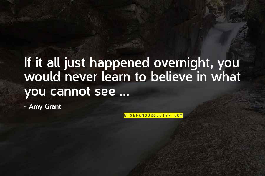 Siliceous Behavior Quotes By Amy Grant: If it all just happened overnight, you would
