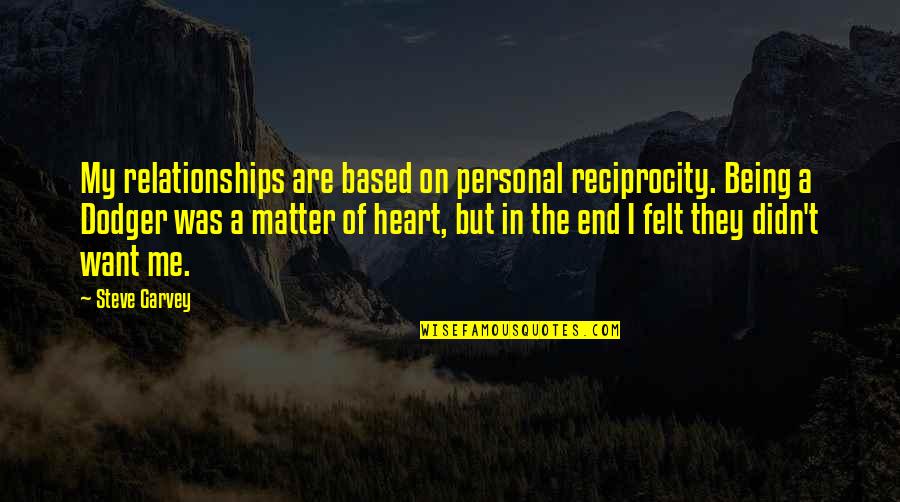 Silicone Quotes By Steve Garvey: My relationships are based on personal reciprocity. Being