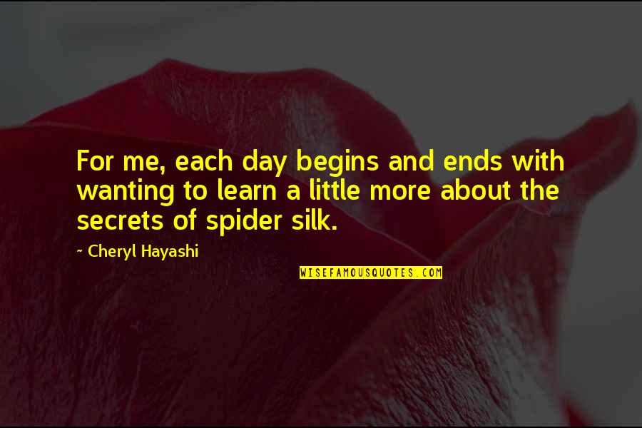 Silk Quotes By Cheryl Hayashi: For me, each day begins and ends with