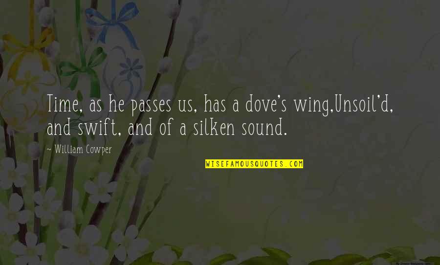 Silken Quotes By William Cowper: Time, as he passes us, has a dove's