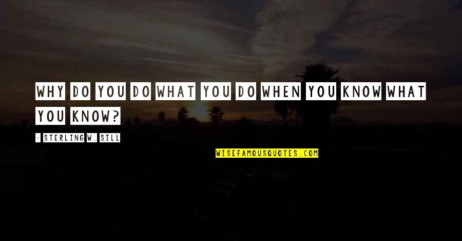 Sill Quotes By Sterling W. Sill: Why do you do what you do when