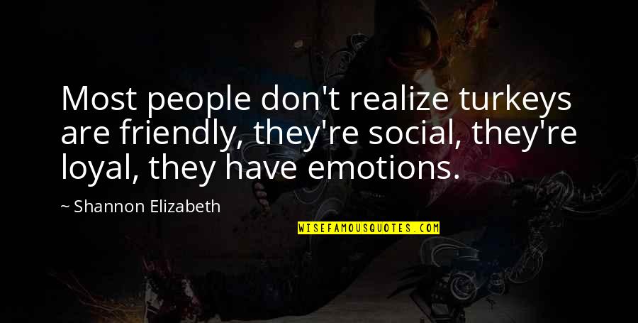 Sillies Quotes By Shannon Elizabeth: Most people don't realize turkeys are friendly, they're Sillies Quotes By Shannon Elizabeth: Most people don't realize turkeys are friendly, they're