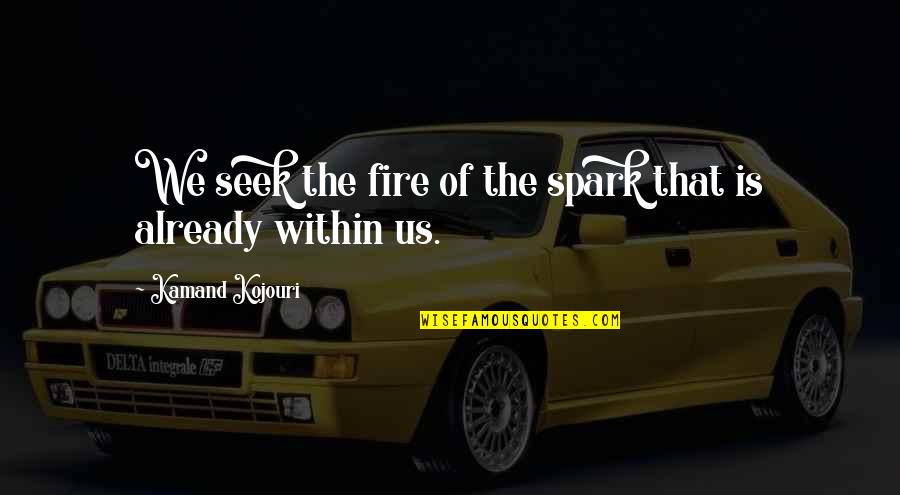 Silly Friday Motivational Work Quotes By Kamand Kojouri: We seek the fire of the spark that
