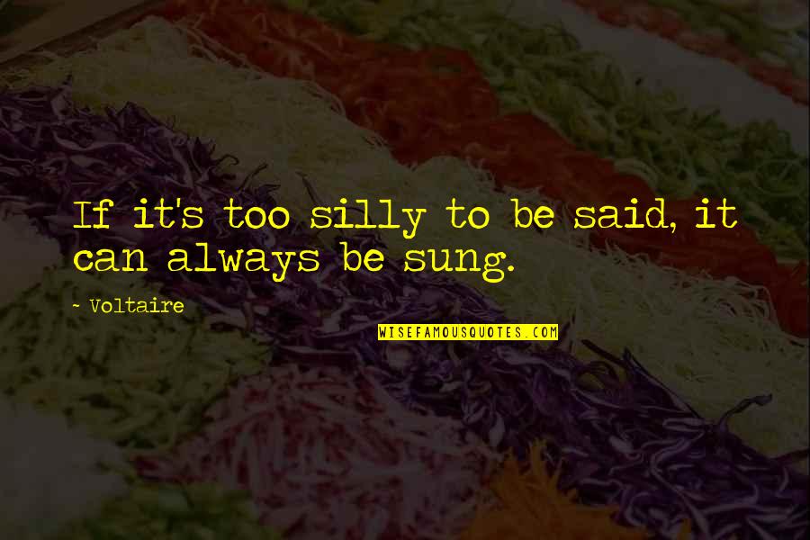 Silly Quotes By Voltaire: If it's too silly to be said, it