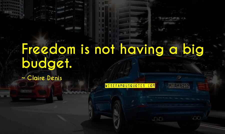 Silpada Quotes By Claire Denis: Freedom is not having a big budget. Silpada Quotes By Claire Denis: Freedom is not having a big budget.