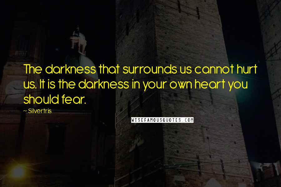Silvertris quotes: The darkness that surrounds us cannot hurt us. It is the darkness in your own heart you should fear.