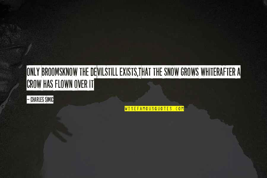 Simic Quotes By Charles Simic: Only broomsKnow the devilStill exists,That the snow grows