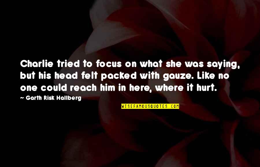 Simile Quotes By Garth Risk Hallberg: Charlie tried to focus on what she was