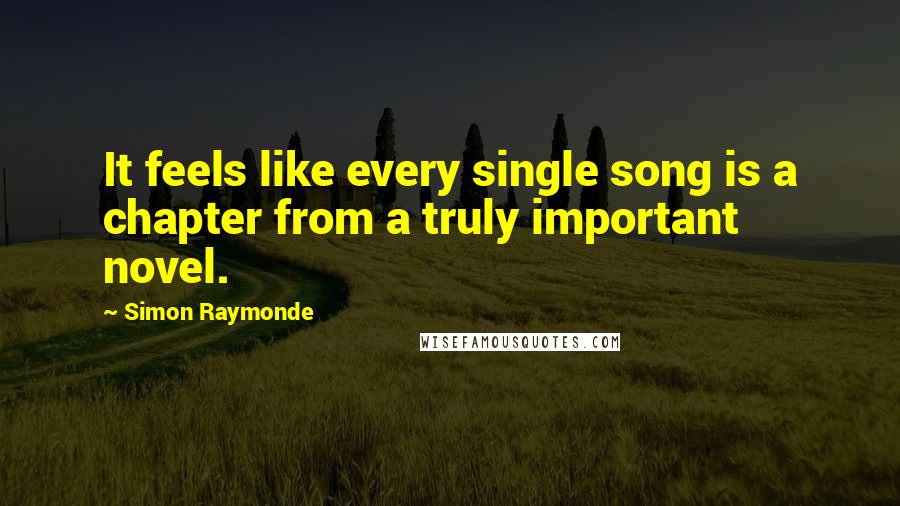 Simon Raymonde quotes: It feels like every single song is a chapter from a truly important novel.