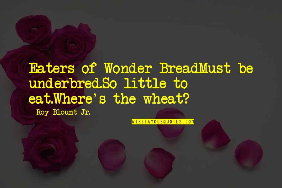 Simonon Museum Quotes By Roy Blount Jr.: Eaters of Wonder BreadMust be underbred.So little to