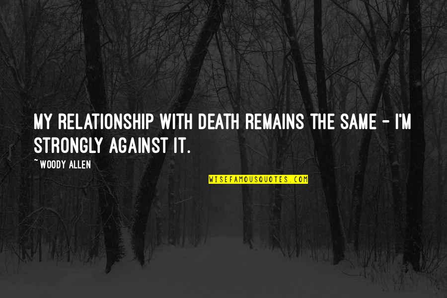 Simple Being Me Quotes By Woody Allen: My relationship with death remains the same -