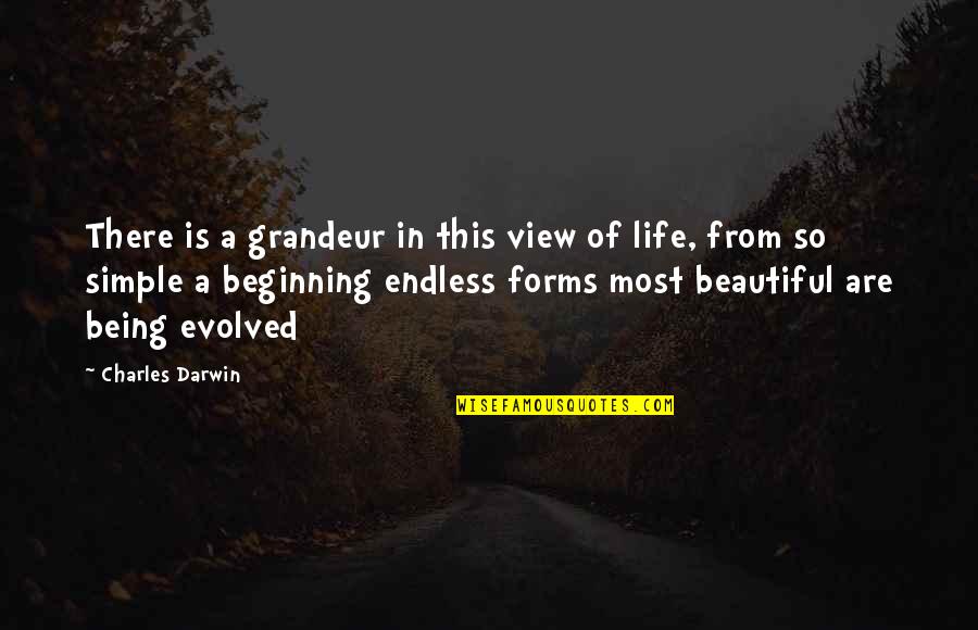 Simple Being Quotes By Charles Darwin: There is a grandeur in this view of