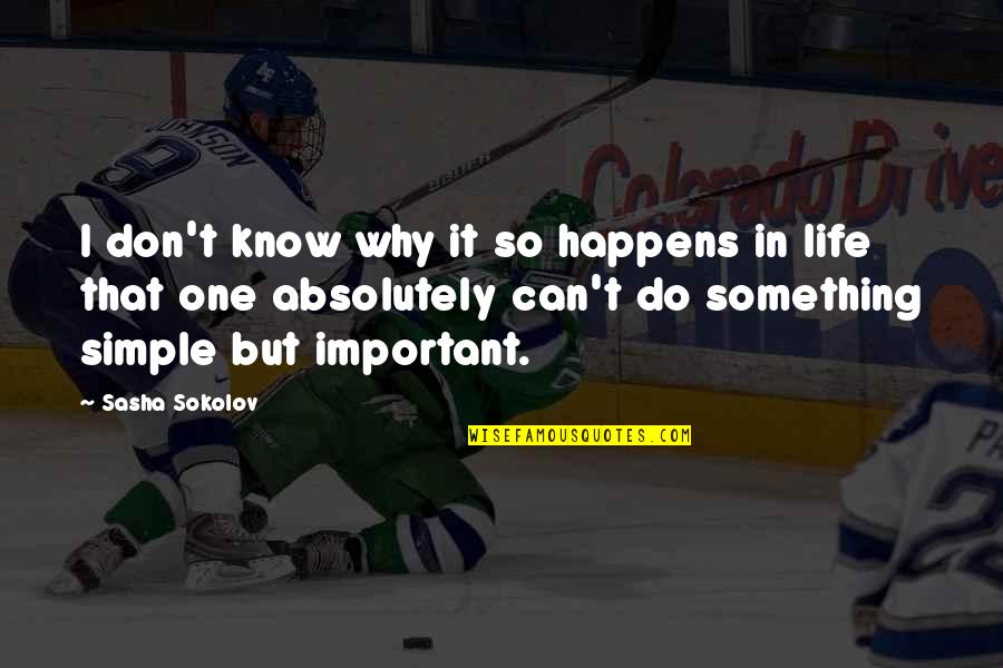 Simple But Important Quotes By Sasha Sokolov: I don't know why it so happens in
