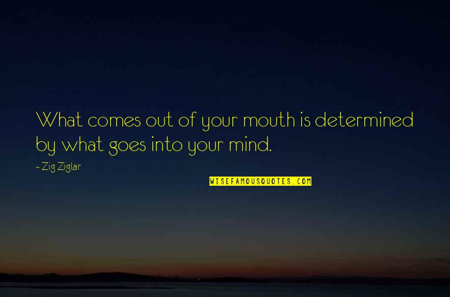 Simple But Rock Quotes By Zig Ziglar: What comes out of your mouth is determined