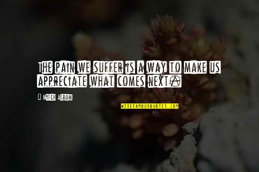 Simple Girl Short Quotes By Mitch Albom: The pain we suffer is a way to