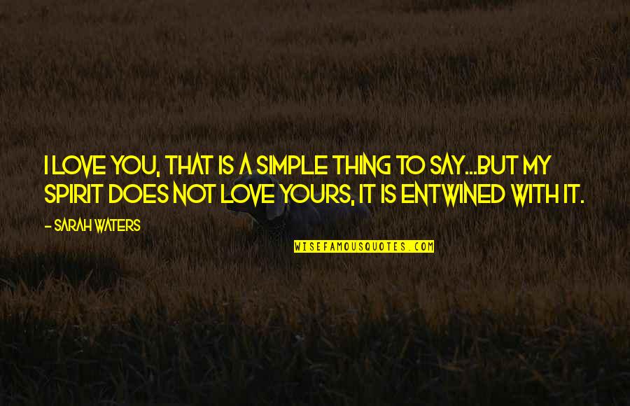 Simple Love You Quotes By Sarah Waters: I love you, that is a simple thing