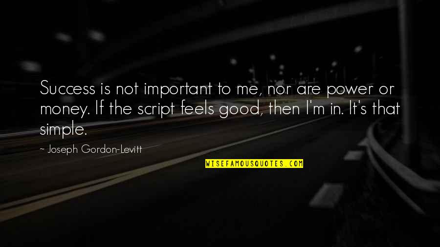 Simple Money Quotes By Joseph Gordon-Levitt: Success is not important to me, nor are