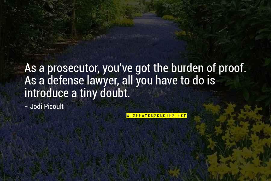 Simple Sentence Quotes By Jodi Picoult: As a prosecutor, you've got the burden of