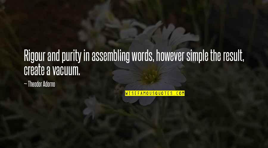 Simple Words Quotes By Theodor Adorno: Rigour and purity in assembling words, however simple